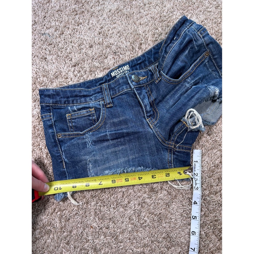 Y2K Womens Dark Wash Distressed Denim Cut Off Shorts Festival Boho Summer 7 - Picture 6 of 6